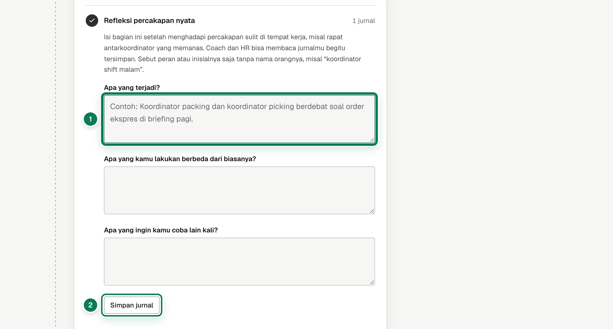 Menulis jurnal.